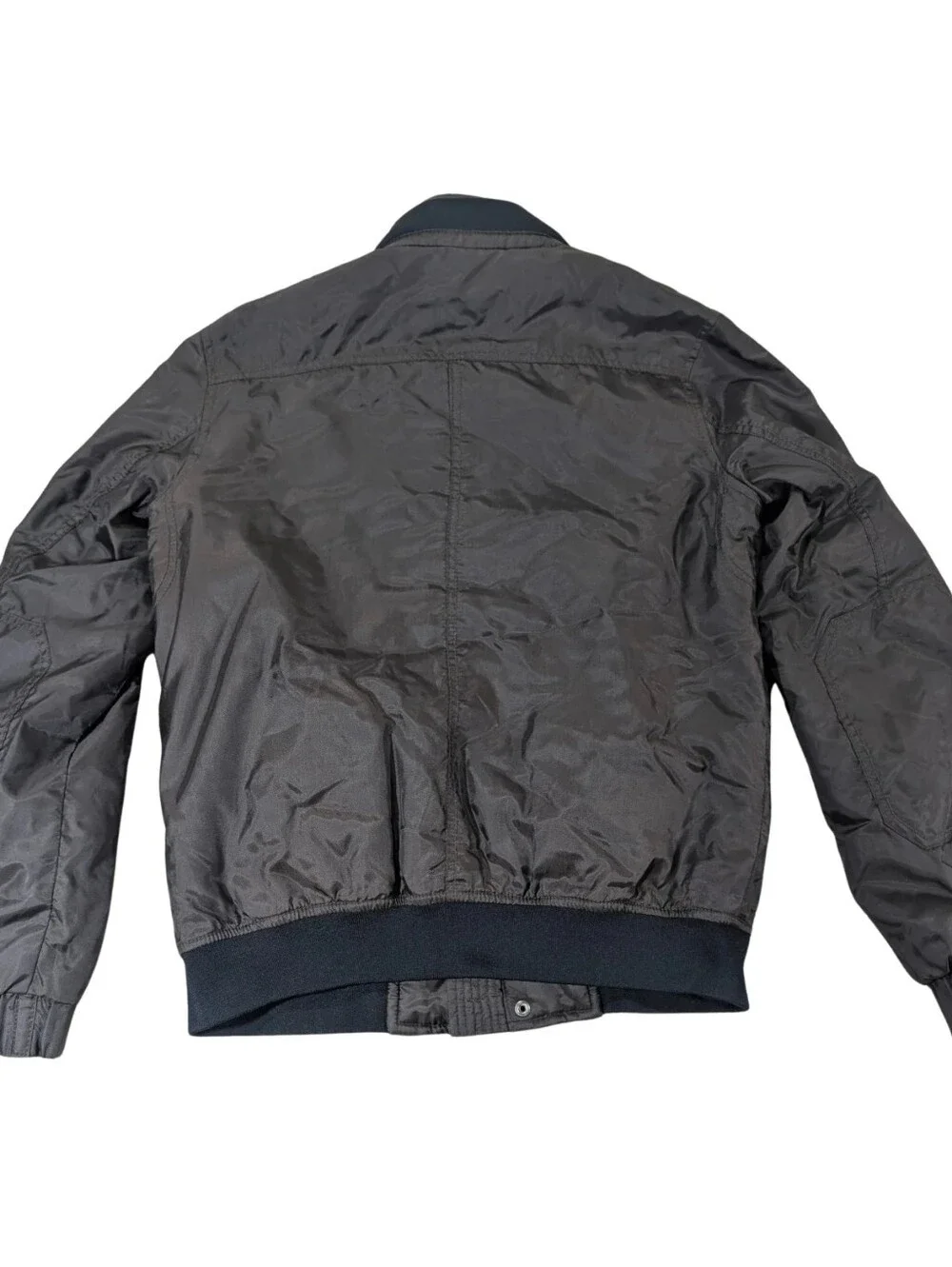 Zara Man Mens Small Dark Brown Utility Flight Bomber Jacket Padded Nylon Coat